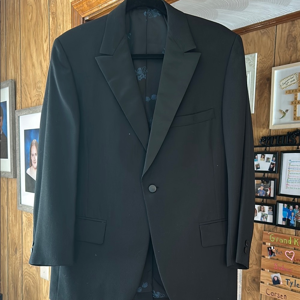 Black Tuxedo with Notched Lapels and Tailored Fit